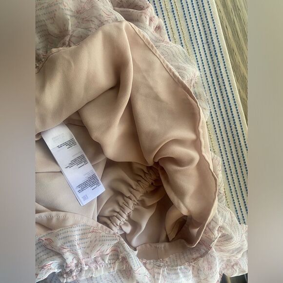 All Saints Romper Womens Sz 2 Pink Floral Rosa V Neck Long Sleeve Ruffle Button - Picture 12 of 12